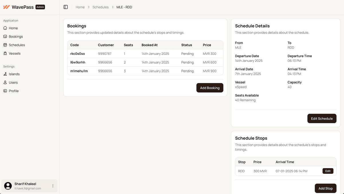 Booking Interface